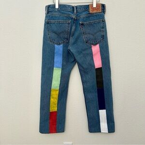 LEVI'S Hand Painted 505s by STILL HERE NYC Straight Color Block Stripes Size 31